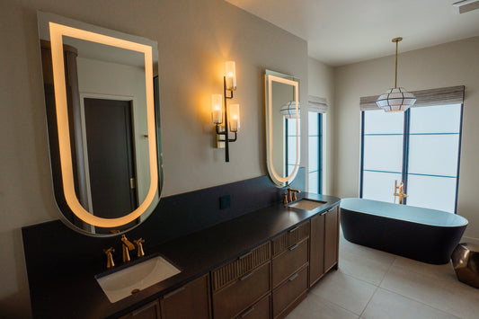 Custom Arch Lighted Mirrors by Seura in Bathroom Vanity