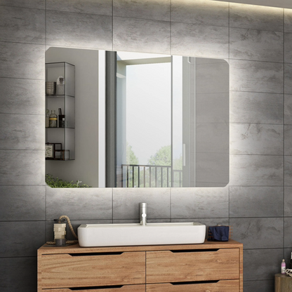 Halo Rounded Rectangle Lighted Mirror