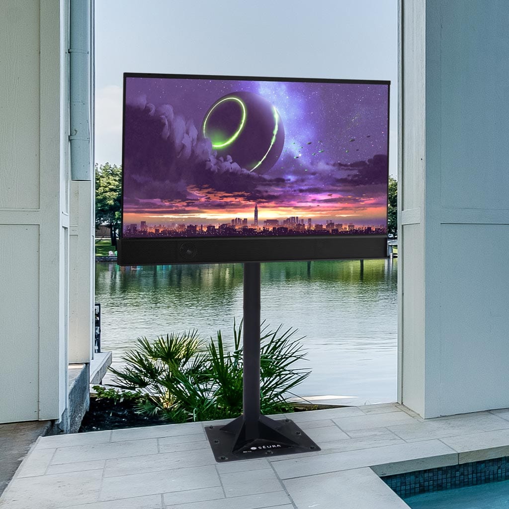 Outdoor TV on Weatherproof Floor Stand