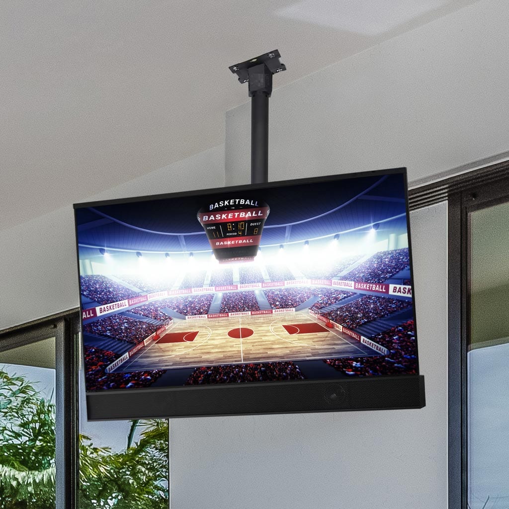 Outdoor TV on Short Ceiling Mount 