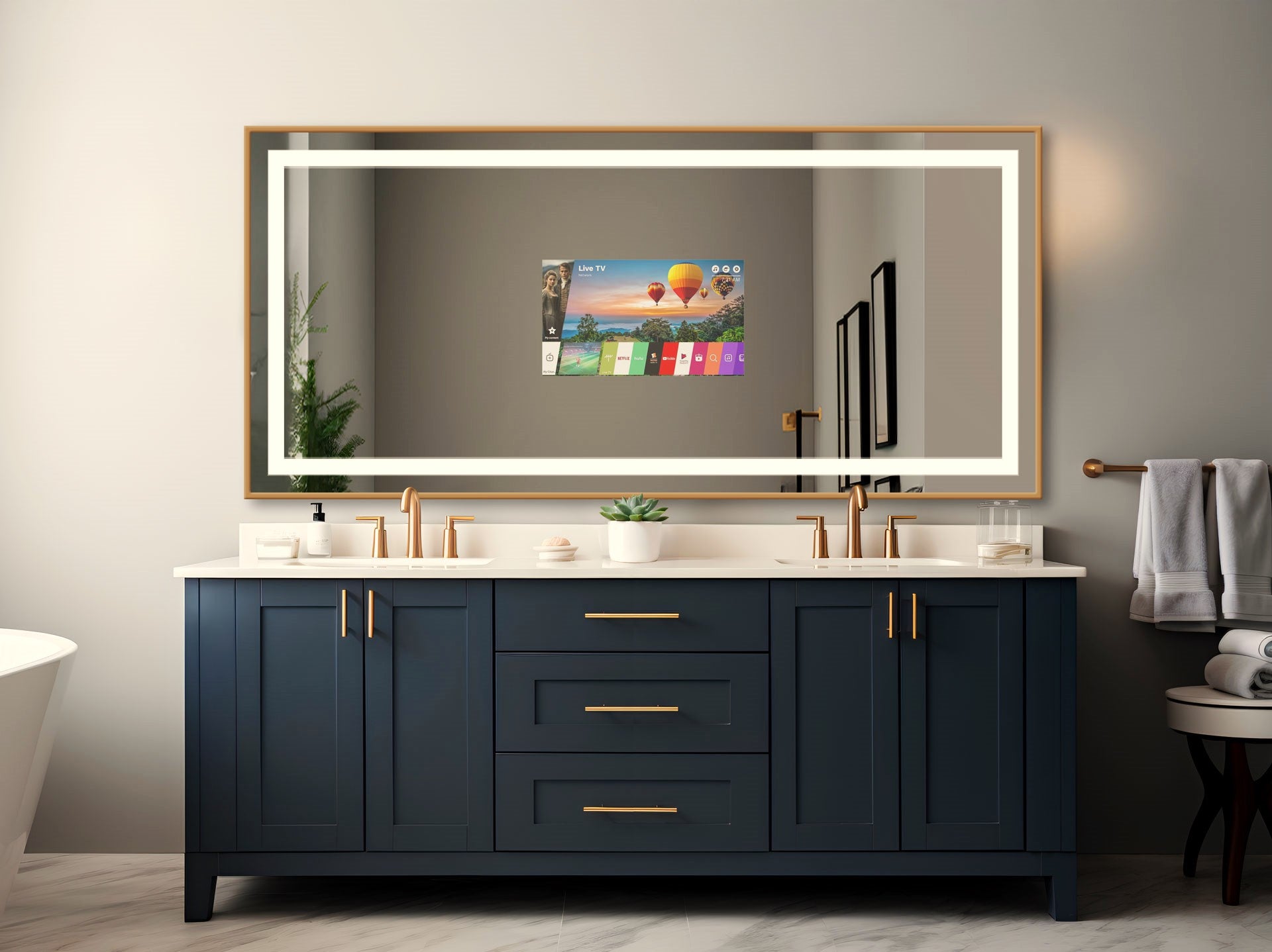 Seura bathroom vanity LED lighted TV Mirror display