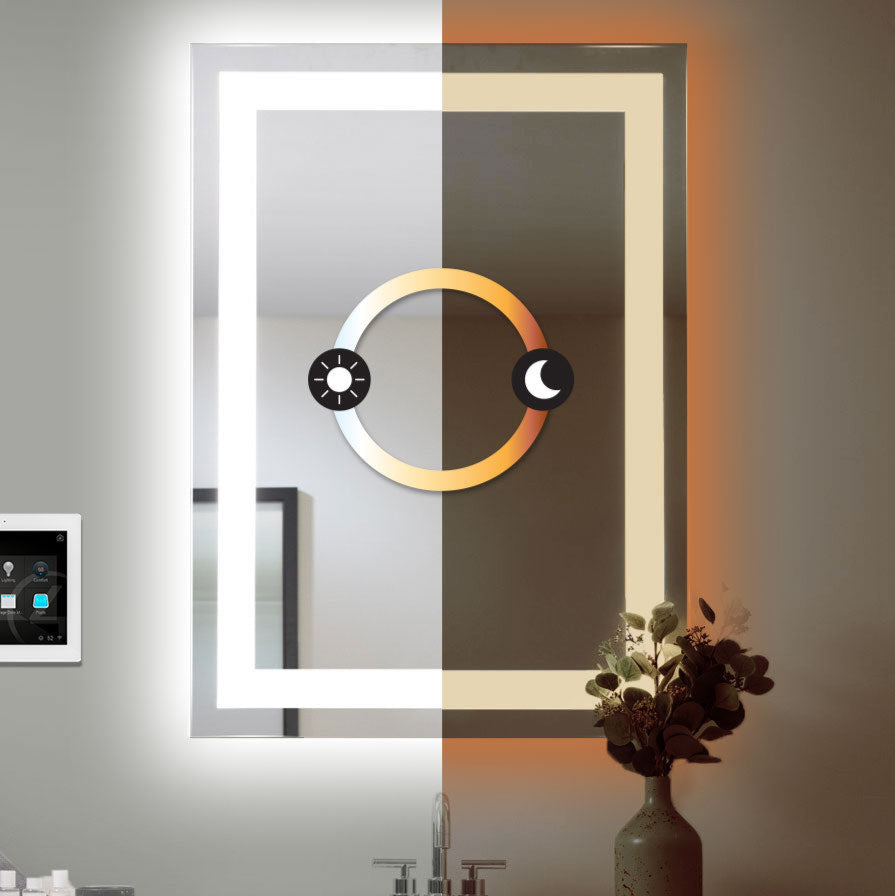 Modern Wall Vanity LED Lighted Mirror with Color Changing Tunable Lights